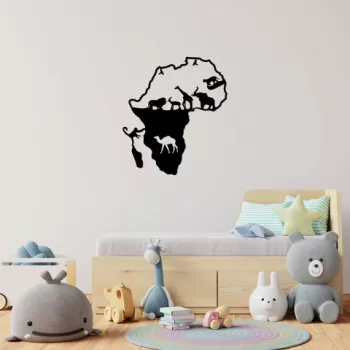 Decoratiune de perete, Animals Of Africa, Metal, Dimensiune: 61 x 70 cm, Negru imagine