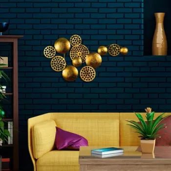 Decoratiune de perete, Aurora 4, Metal, Dimensiune: 45 x 82 cm, Auriu imagine