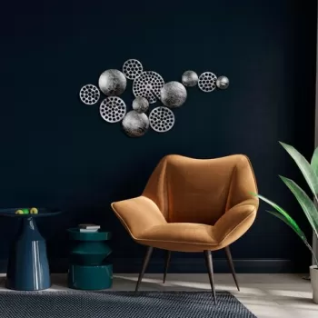 Decoratiune de perete, Aurora 5, Metal, Dimensiune: 45 x 82 cm, Argintiu imagine