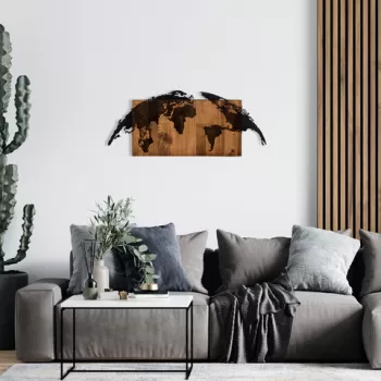 Decoratiune de perete, B?s?klet, Metal, Cadru: 100% LEMN (grosime: 3 cm), Nuc negru imagine