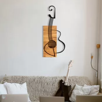 Decoratiune de perete, Bahama, Metal, Cadru: 100% LEMN (grosime: 3 cm), Nuc negru imagine