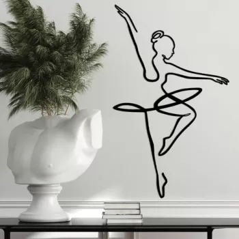 Decoratiune de perete, Ballerina 1, Metal, 70 x 42 cm, Negru imagine
