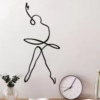 Decoratiune de perete, Ballerina 2, Metal, 70 x 32 cm, Negru imagine
