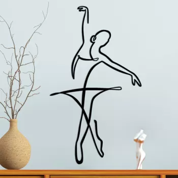 Decoratiune de perete, Ballerina 3, Metal, 70 x 41 cm, Negru imagine