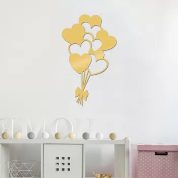 Decoratiune de perete, Balloons, Metal, Dimensiune: 21 x 35 cm, Auriu imagine