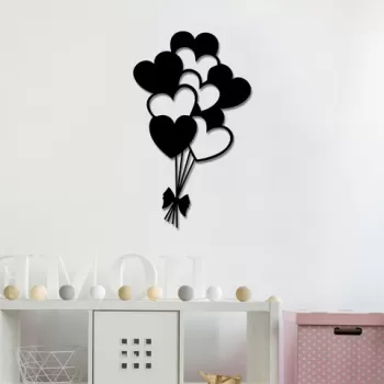 Decoratiune de perete, Balloons, Metal, Dimensiune: 21 x 35 cm, Negru imagine