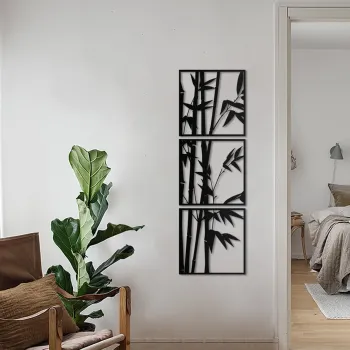 Decoratiune de perete, Bamboo, Dimensiune: 45 x 45 cm (1 bucata), Negru imagine