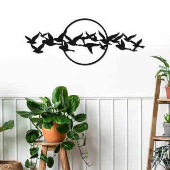 Decoratiune de perete, Bandada, Metal, Grosime: 1,2 mm, Negru imagine