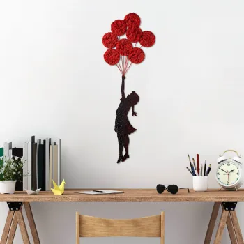 Decoratiune de perete, Banksy, 100 x 34 cm, Rosu/Negru imagine