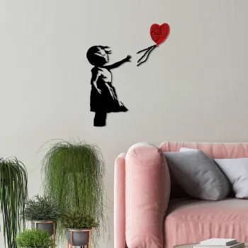 Decoratiune de perete, Banksy, Dimensiune: 105 x 85 cm, Rosu/Negru imagine