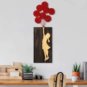 Decoratiune de perete, Banksy, Dimensiuni: 34 x 99 cm, Nuc / Maro / Rosu imagine