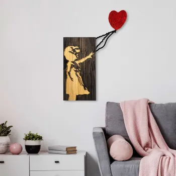 Decoratiune de perete, Banksy, Dimensiuni: 60 x 83 cm, Nuc / Maro / Rosu imagine