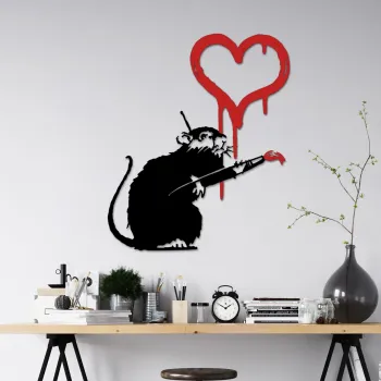 Decoratiune de perete, Banksy Metal 08, (Grosime: 1,5 mm), Alb imagine