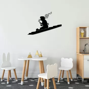 Decoratiune de perete, Banksy, Metal, Dimensiune: 47 x 70 cm, Negru imagine