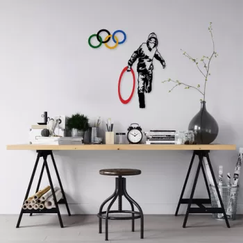 Decoratiune de perete, Banksy, Metal, Dimensiune: 62 x 61 cm, Multicolor imagine