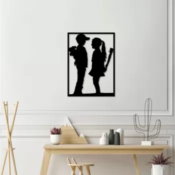 Decoratiune de perete, Banksy, Metal, Dimensiune: 69 x 51 cm, Negru imagine