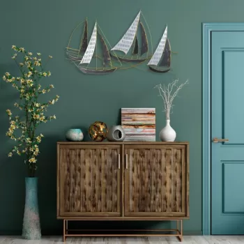 Decoratiune de perete, Barbaros, Metal, Dimensiune: 125 x 74 x 8 cm, Multicolor imagine