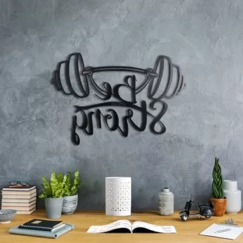 Decoratiune de perete, Be Strong, Metal, Dimensiune: 34 x 50 cm, Negru imagine