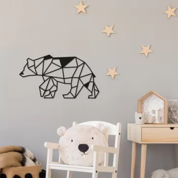Decoratiune de perete, Bear2, Metal, Dimensiune: 55 x 30 cm, Negru imagine