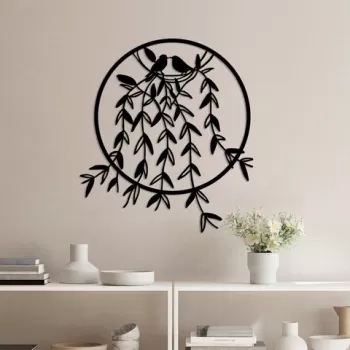Decoratiune de perete, Bird Nest, Metal, Latime: 56 cm / Inaltime: 56 cm, Multicolor imagine
