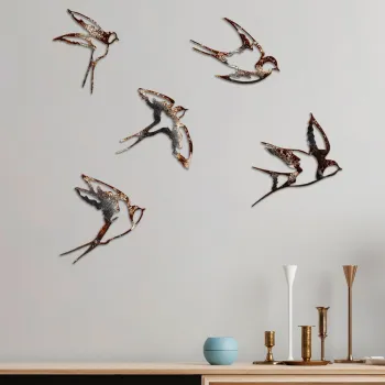 Decoratiune de perete, Birds-2, Dimensiune 1: 19 x 14 cm, Multicolor imagine