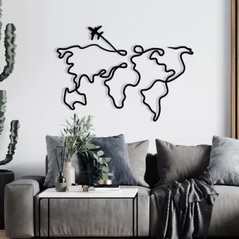 Decoratiune de perete, Birds In The Tree, Metal, Dimensiune: 60 x 42 cm, Negru imagine