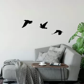 Decoratiune de perete, Birds, Metal, 15 x 13 cm, Negru imagine