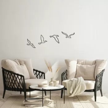 Decoratiune de perete, Birds, Metal, 22 x 11 cm, Negru imagine