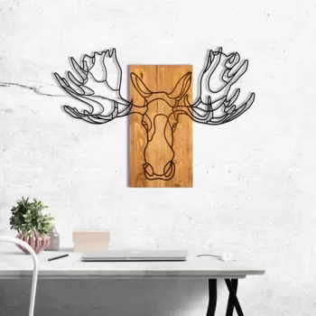 Decoratiune de perete, Birds ?n Love 2, Metal, Cadru: 100% LEMN (grosime: 3 cm), Nuc negru imagine