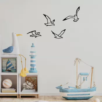 Decoratiune de perete, Birds Sorty, Metal, 19 x 1,5 x 9 cm, Negru imagine