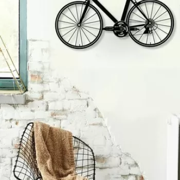 Decoratiune de perete, Bisiklet , Metal, Dimensiune: 39 x 70 cm, Negru imagine