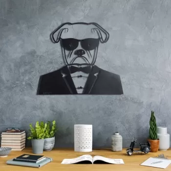 Decoratiune de perete, Bodyguard, Metal, Dimensiune: 42 x 50 cm, Negru imagine