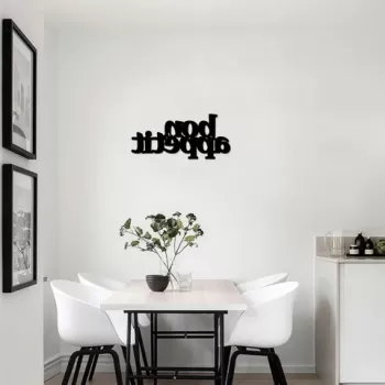 Decoratiune de perete, Bon Appetit 2, Metal, Dimensiune: 59 x 27 cm, Negru imagine