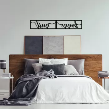 Decoratiune de perete, Bonne Nuit 1, Metal, Dimensiune: 90 x 15 cm, Negru imagine