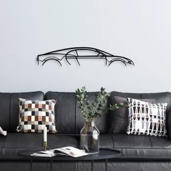Decoratiune de perete, Bugatti Veyron Silhouette, Metal, 70 x 13 cm, Negru imagine