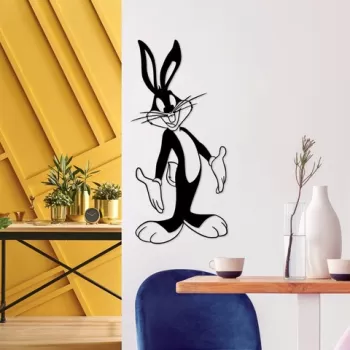 Decoratiune de perete, Bugs Bunny 1, Metal, Dimensiune: 33 x 70 cm, Negru imagine