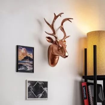 Decoratiune de perete, Bust of Deer, 26x38x17 cm, Poliester, Bronz imagine