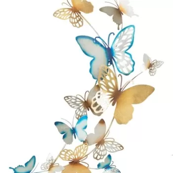 Decoratiune de perete Butterflies Light Blue, Mauro Ferretti, 59.5x111.5 cm, fier, multicolor imagine
