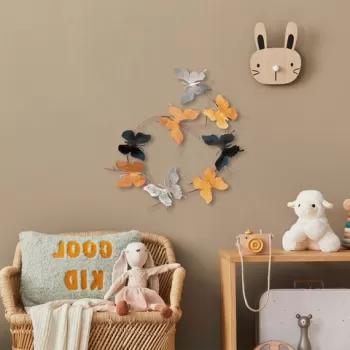 Decoratiune de perete, Butterflies, Metal, 80 x 80 x 4 cm, Multicolor imagine