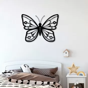 Decoratiune de perete, Butterfly 1, Metal, Dimensiune: 60 x 45 cm, Negru imagine