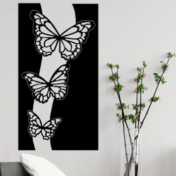 Decoratiune de perete, Butterfly 5, Metal, Dimensiune: 78 x 0,15 x 43 cm, Negru imagine
