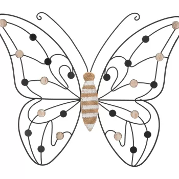 Decoratiune de perete Butterfly, Mauro Ferretti, 39.5 x 33.5 cm, fier/MDF, maro/negru imagine