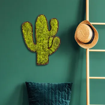 Decoratiune de perete, Cactus, Dimensiuni: 34 x 1,6 x 45 cm, Verde/Alb imagine