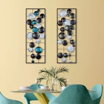 Decoratiune de perete, Camber, Metal, Latime: 32 cm / Inaltime: 92 cm / Adancime: 4 cm (2 bucati), Multicolor imagine