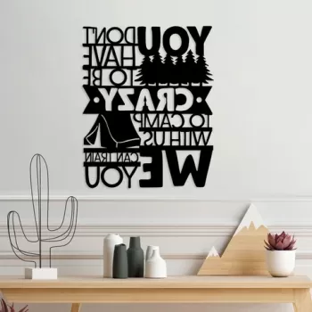 Decoratiune de perete, Camp With Us, Metal, Dimensiune: 56 x 70 cm, Negru imagine