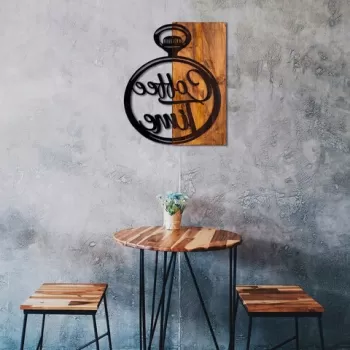 Decoratiune de perete, Canteen , 50% lemn/50% metal, Dimensiune: 47 x 58 cm, Nuc / Negru imagine