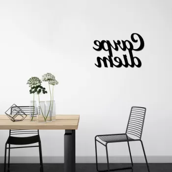 Decoratiune de perete, Carpediem 1, Metal, Dimensiune: 50 x 38 cm, Negru imagine