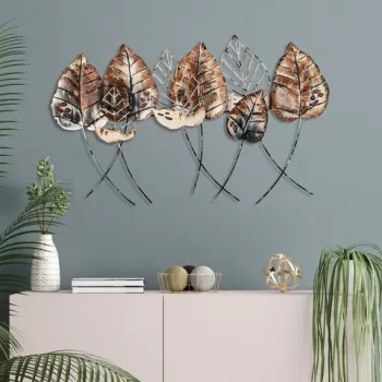 Decoratiune de perete, Casting Leaf 2, Metal, Dimensiune: 112 x 67 cm, Multicolor imagine