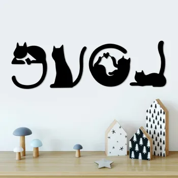 Decoratiune de perete, Cat 11, Dimensiune: 60 x 19 cm, Negru imagine