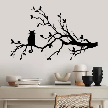 Decoratiune de perete, Cat 12, Dimensiune: 80 x 50 cm, Negru imagine